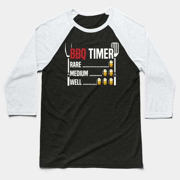 funny barbeque timer beer timer for grill beer timer Baseball T-Shirt by A Comic Wizard